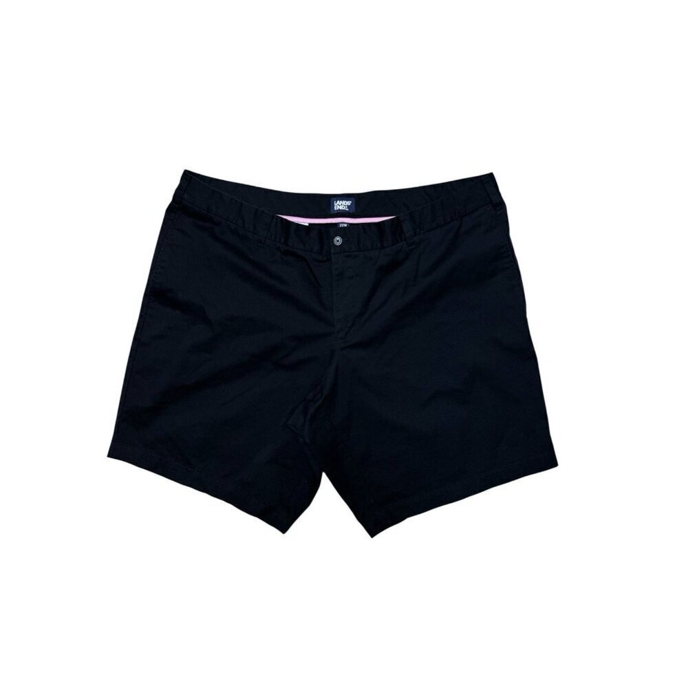 Lands’ End Black Shorts 22W Plus Size 10 Inseam Cotton Blend